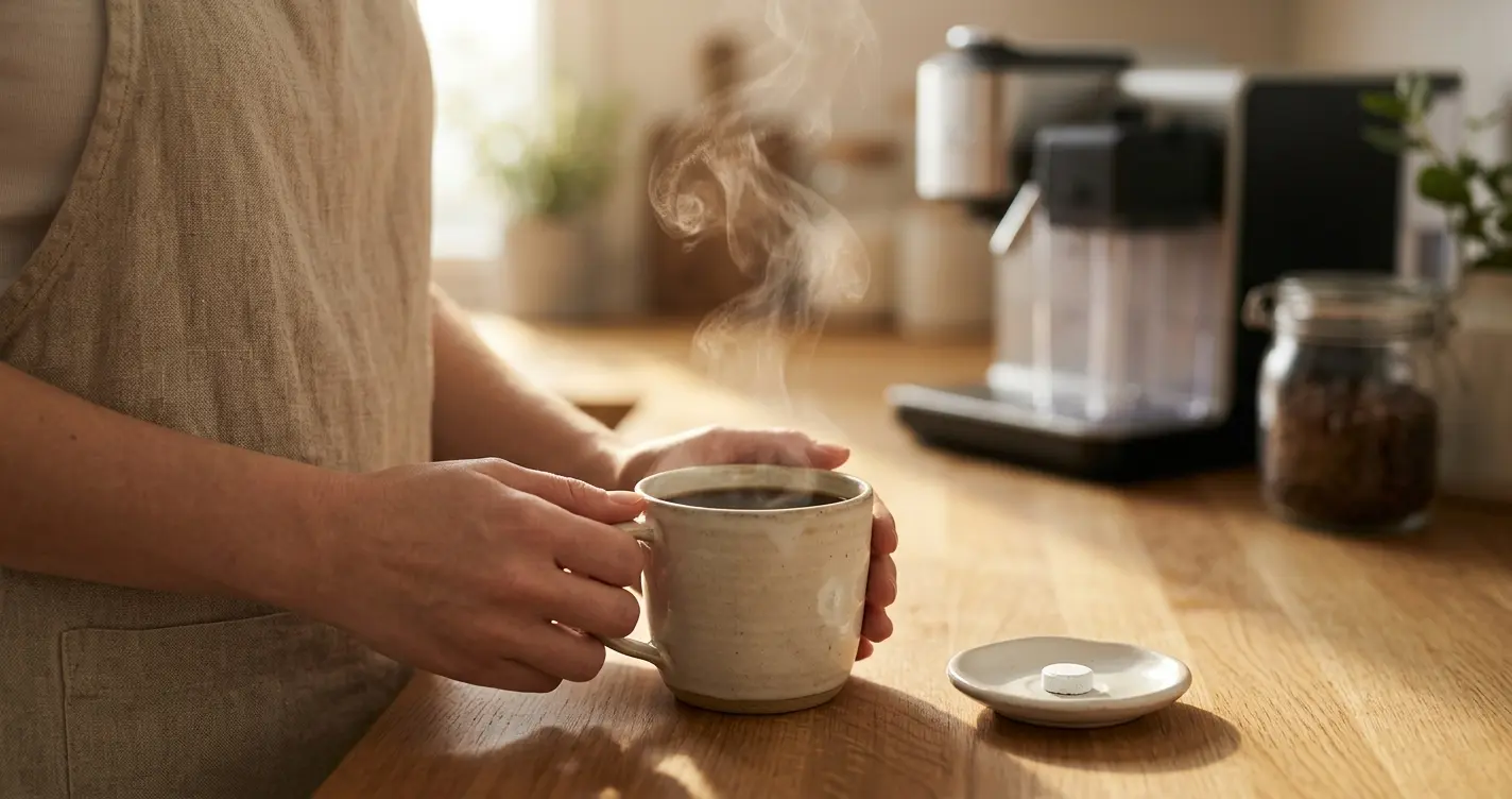 Clean with cleaning tablets to better enjoy your coffee. Clean with cleaning tablets to better enjoy your coffee.